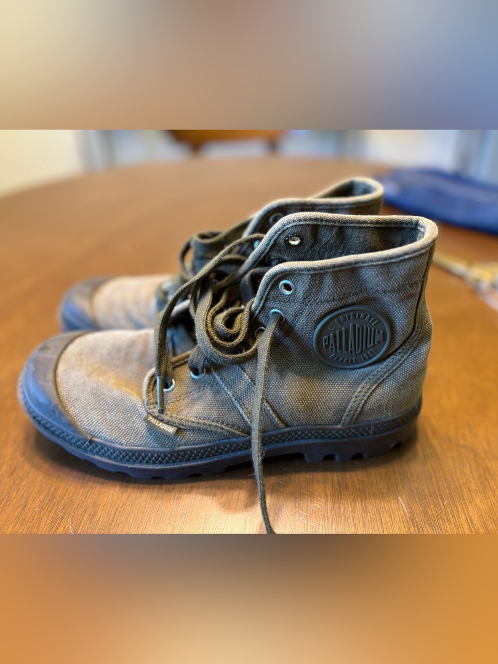 Palladium Canvas High-Top Boots in Olive